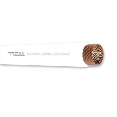 Fio Flexível 750V 4mm para Instalações Residenciais e Comerciais Branco RCM Cabos Elétricos
