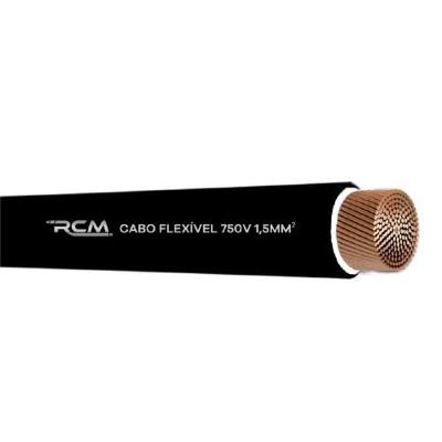 Fio Cabo Flexível 750V 1,5mm para Instalação Elétrica Preto RCM Cabos Elétricos