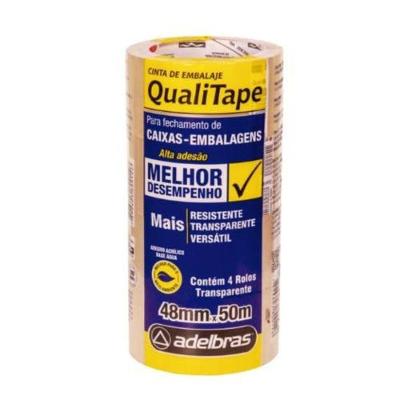 Fita Adesiva Transparente Qualitape 520 48mm X 50m para Embalagem Adelbras