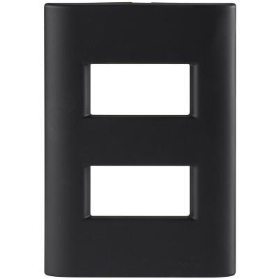 Placa 2 Postos Afastados Giz com Sistema Modular e Acabamento Soft Touch Preto Tramontina