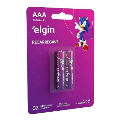 Pilha Recarregavel Elgin Aaa 1000mah - Blister Com 2...