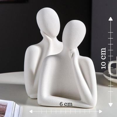 Estatueta Decorativa Trio Família Gesso Abstrata Minimalista para Ambientes Internos OEM