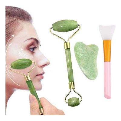 Rolo de Massagem Facial Pedra de Jade Placa Gua Sha Anti Rugas Verde OEM