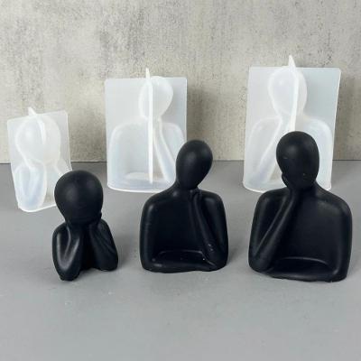 Estatueta Decorativa Trio Família Gesso Abstrata Minimalista Artesanal Preto OEM