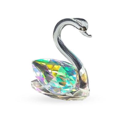 Enfeite Decorativo Estatueta Cisne de Vidro Cristal Pequeno com Efeito Prisma para Presentes