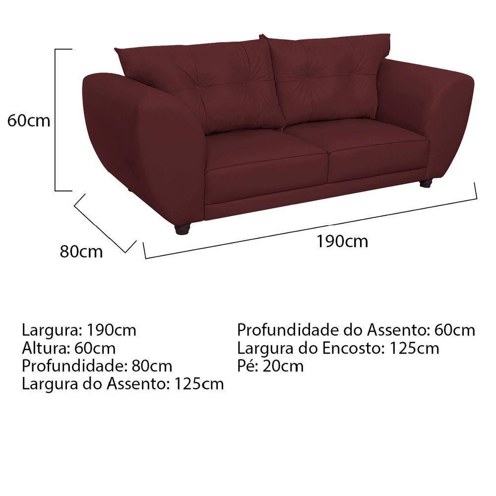 Sofá 2 Lugares Tulipa Suede - Amarena Móveis Bordô - 5