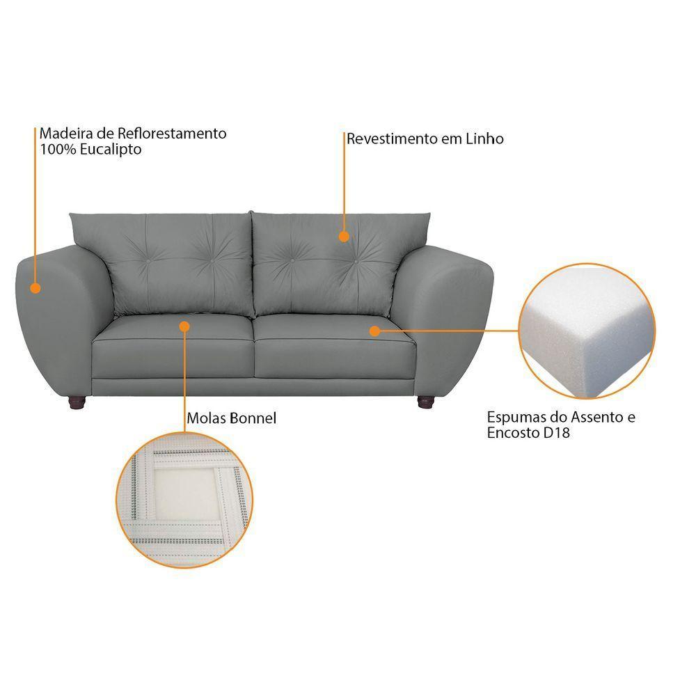 Sofá 2 Lugares Tulipa Suede - Amarena Móveis Cinza - 2