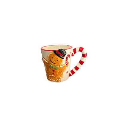 Caneca Decorativa de Natal Biscoito Menino 500ML com Desenho de Biscoito de Gengibre em Alto Relevo