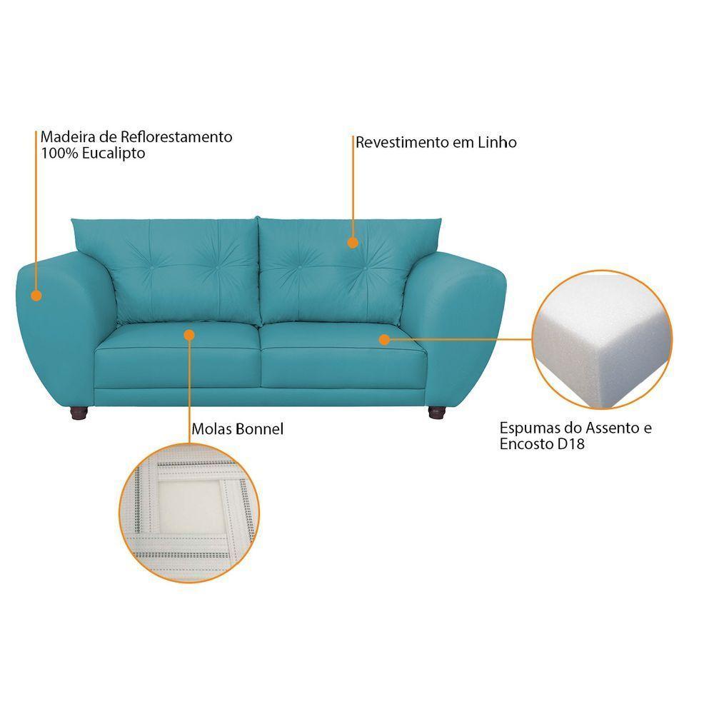 Sofá 2 Lugares Tulipa Suede - Amarena Móveis Azul Turquesa - 2