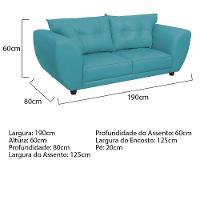 Sofá 2 Lugares Tulipa Suede - Amarena Móveis Azul Turquesa - 5
