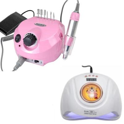 Kit Lixadeira Elétrica e Cabine de Unha Sun S8 Pro 30000 Rpm 268W Bivolt Rosa Branco OEM