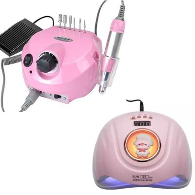 Kit Lixadeira Elétrica e Cabine de Unha Sun S8 Pro 30000 RPM 268W Bivolt Rosa OEM