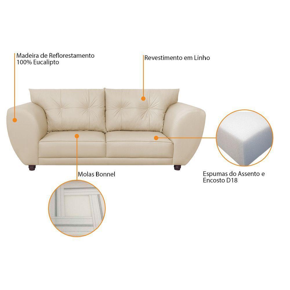 Sofá 2 Lugares Tulipa Suede - Amarena Móveis Bege - 2