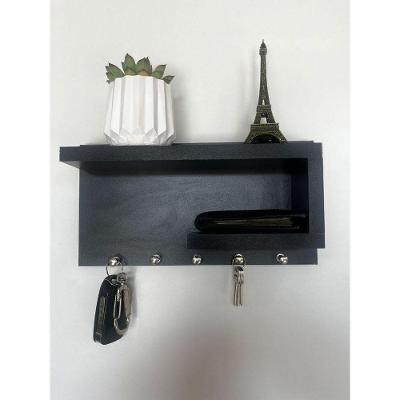 Porta Chaves em MDF Organizador para Parede com Suporte Instalação Fácil Preto OEM