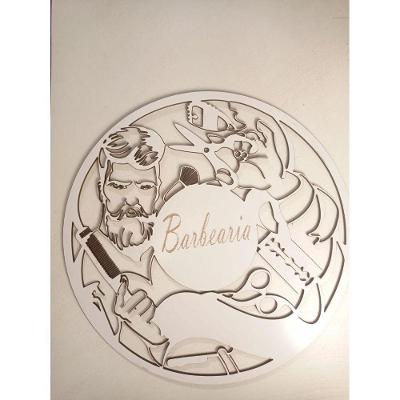 Plaquinha Decorativa Barbearia Branco [F031] em MDF com Fixação por Fita Dupla Face Branco