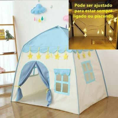 Tenda Infantil Casa dos Sonhos Tenda Azul+led em Formato de Mini Castelo com Janela Transparente