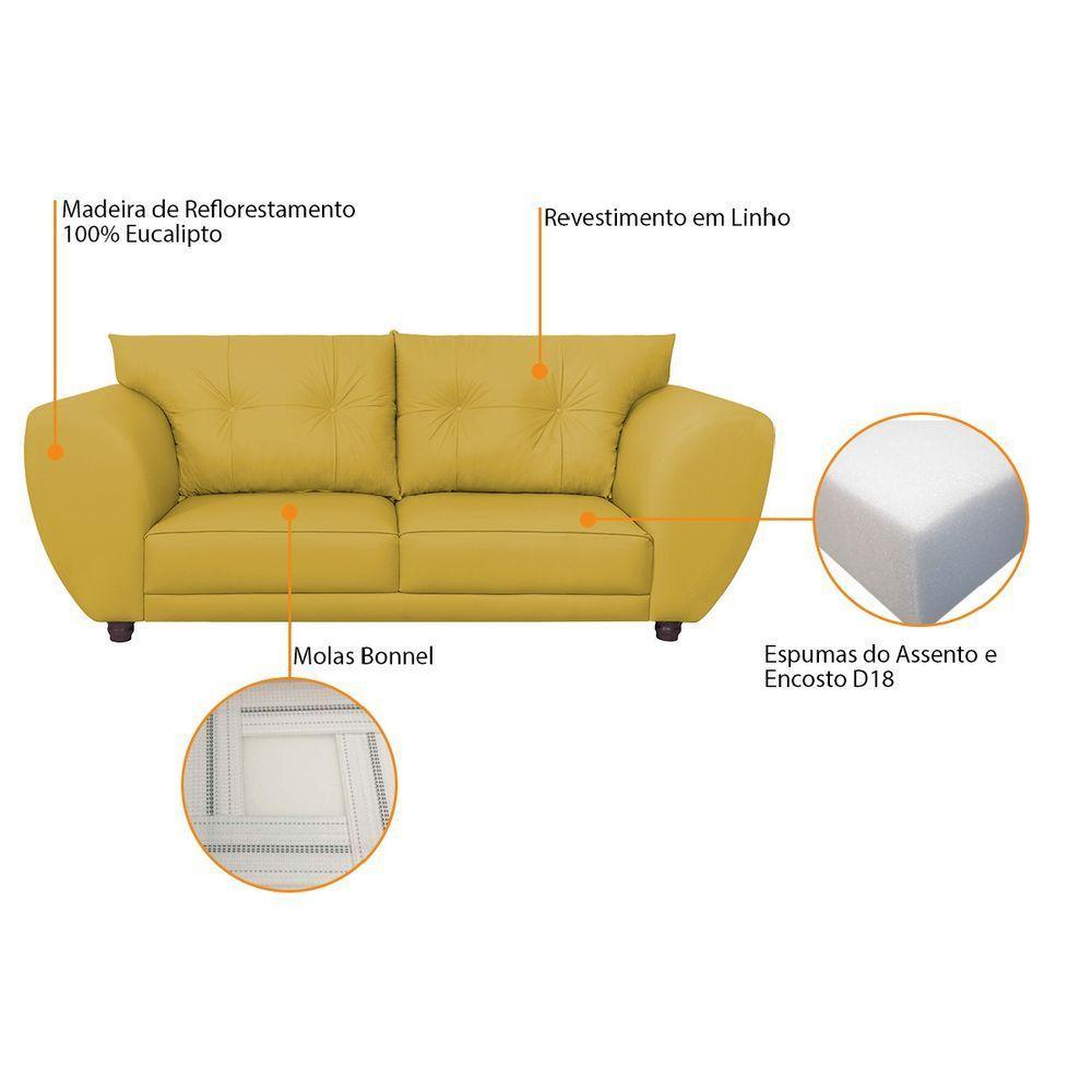 Sofá 2 Lugares Tulipa Suede - Amarena Móveis Amarelo - 2