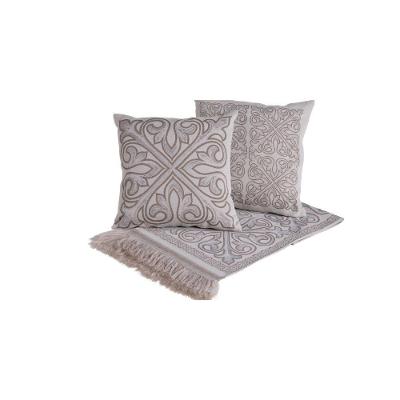 Kit Xale para Sofá Grécia 5 Peças Tecido Jacquard 60% Algodão 40% Poliéster Cáqui Valle