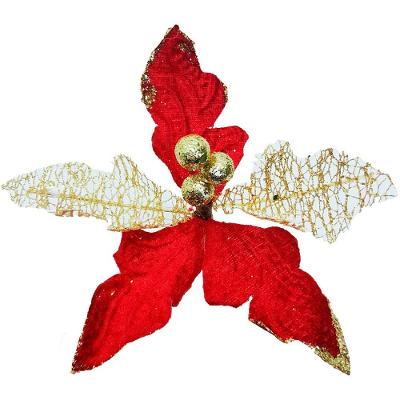 Kit Flor Artificial Flor Decorativa com Brilho Glitter Vermelho Outras Marcas