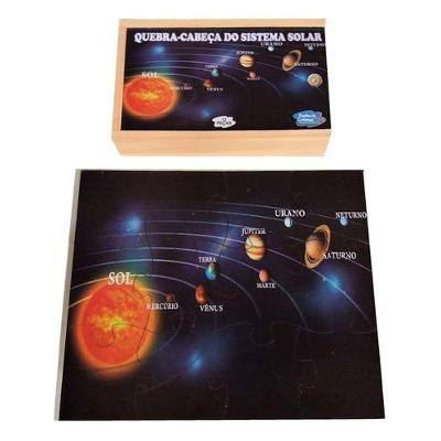 Brinquedo Educativo Quebra Cabeça Sistema Solar 12 Peças em MDF Sonho de Criança