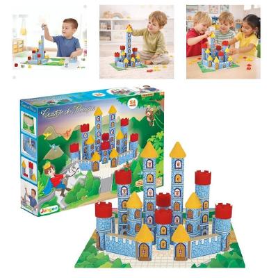 Brinquedo Educativo Blocos de Montar Castelo do Príncipe Junges Madeira Mdf 54 Peças Yeet
