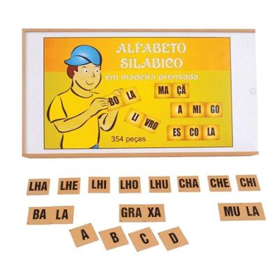 Alfabeto Silábico 354 Peças Madeira MDF Alfabetização Sonho de Criança