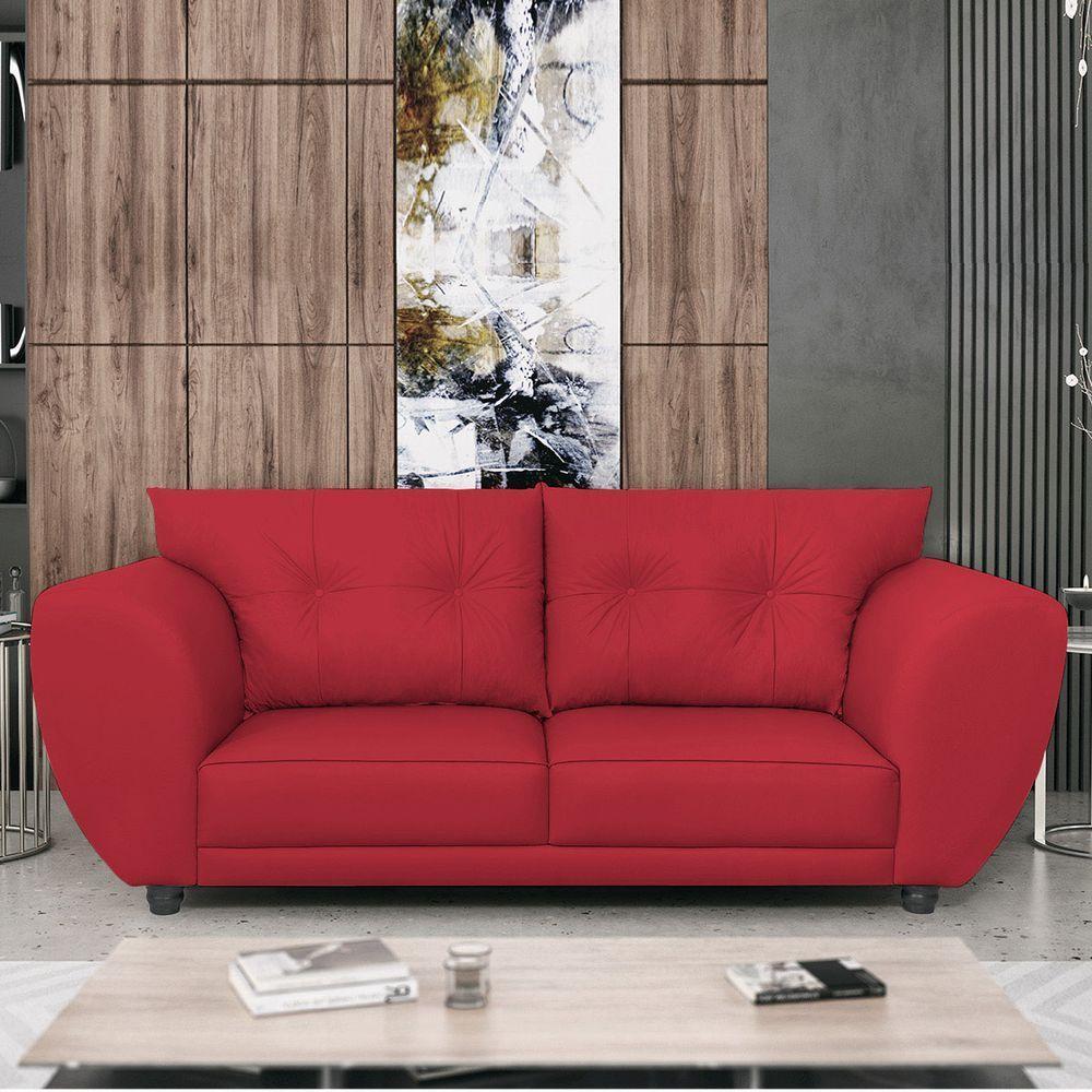 Sofá 2 Lugares Tulipa Suede - Amarena Móveis Vermelho - 1