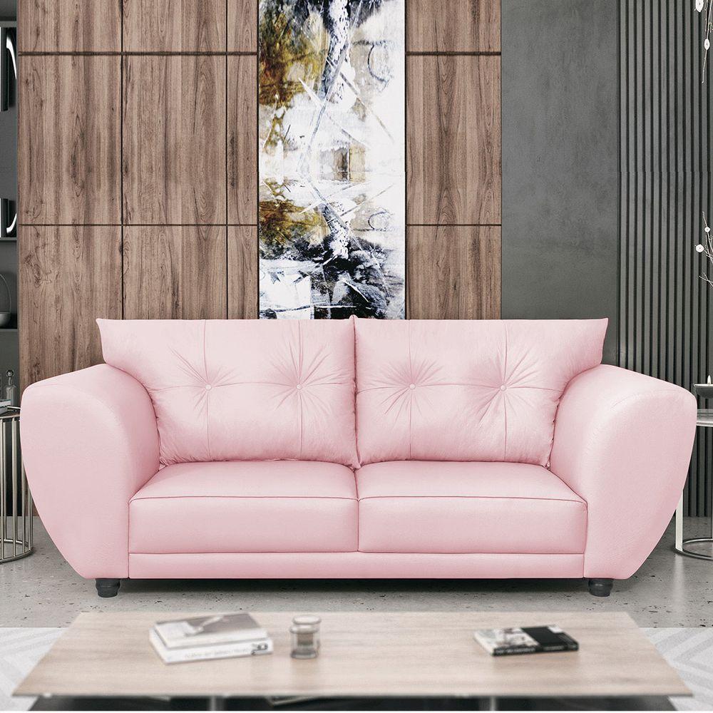 Sofá 2 Lugares Tulipa Suede - Amarena Móveis Rosa Bebê - 1