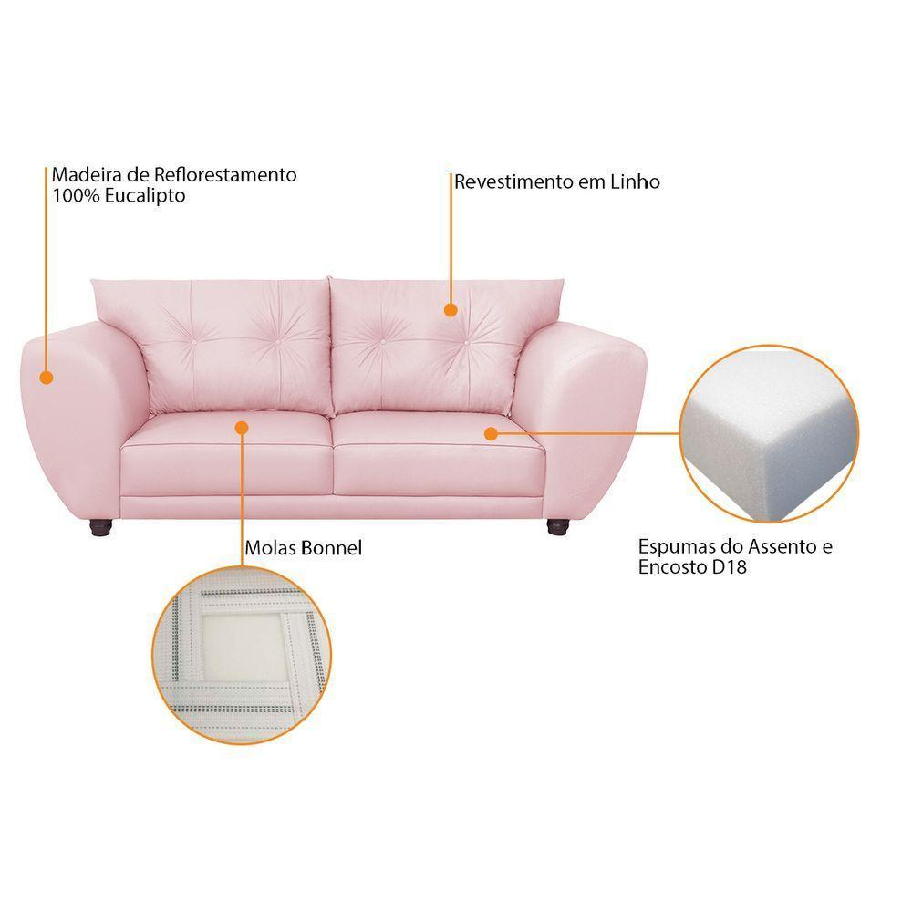 Sofá 2 Lugares Tulipa Suede - Amarena Móveis Rosa Bebê - 2