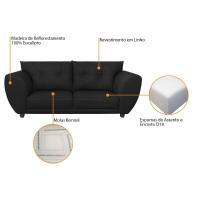Sofá 2 Lugares Tulipa Suede - Amarena Móveis Preto - 2