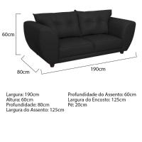 Sofá 2 Lugares Tulipa Suede - Amarena Móveis Preto - 5
