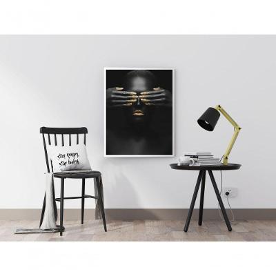 Quadro Decorativo Sublime Ouro Negro Retangular 70x50CM com Moldura de Madeira Marrom