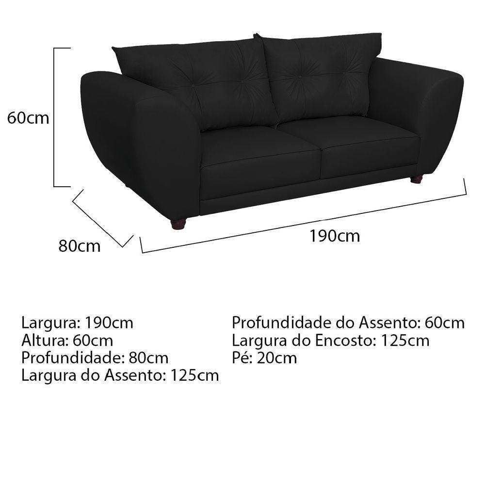 Sofá 2 Lugares Tulipa Sintético - Amarena Móveis Preto - 5