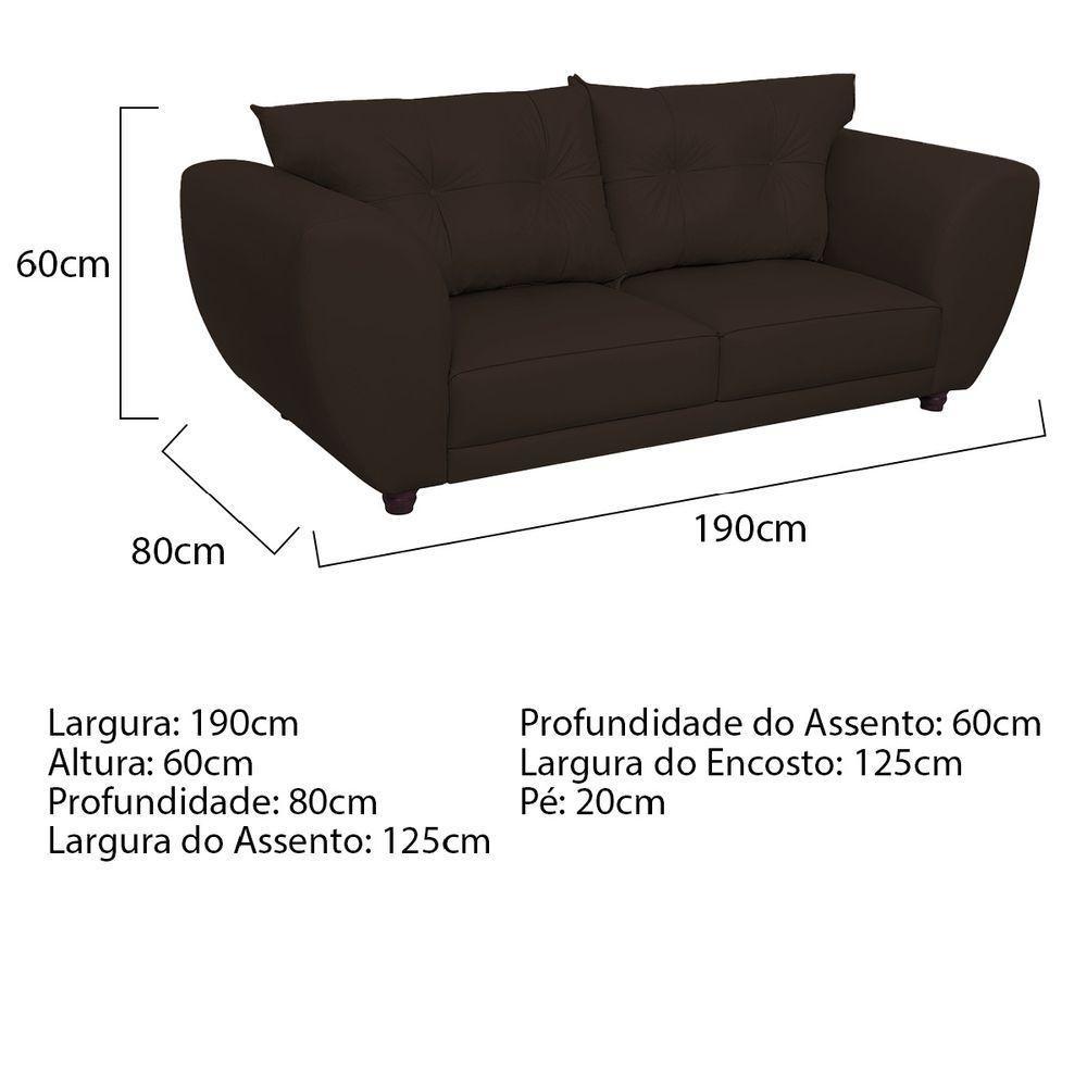 Sofá 2 Lugares Tulipa Sintético - Amarena Móveis Marrom - 2