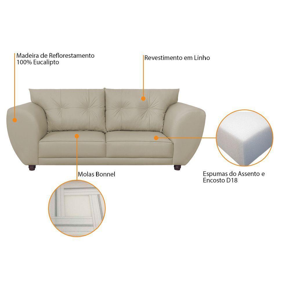 Sofá 2 Lugares Tulipa Sintético - Amarena Móveis Bege - 2