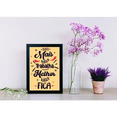 Quadro Decorativo Trabalhe! Retangular 20 X 30 BAIXA em Vinil Branco
