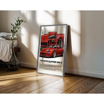 Quadro Decorativo Toyota Supra Mk4 Retangular 50X70 Moldura Caixa Branca