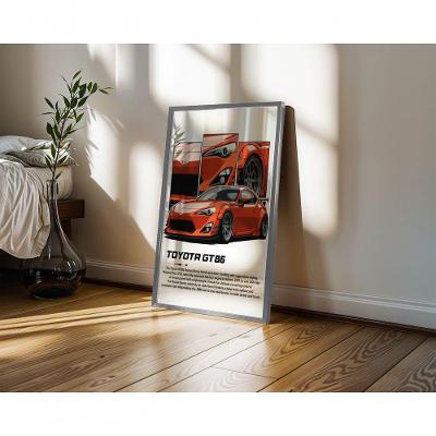 Quadro Decorativo Toyota GT 86 Retangular 50x70CM com Moldura Caixa Preto