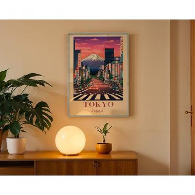 Quadro Decorativo Tokyo Retangular 50X70 com Moldura Caixa Branco