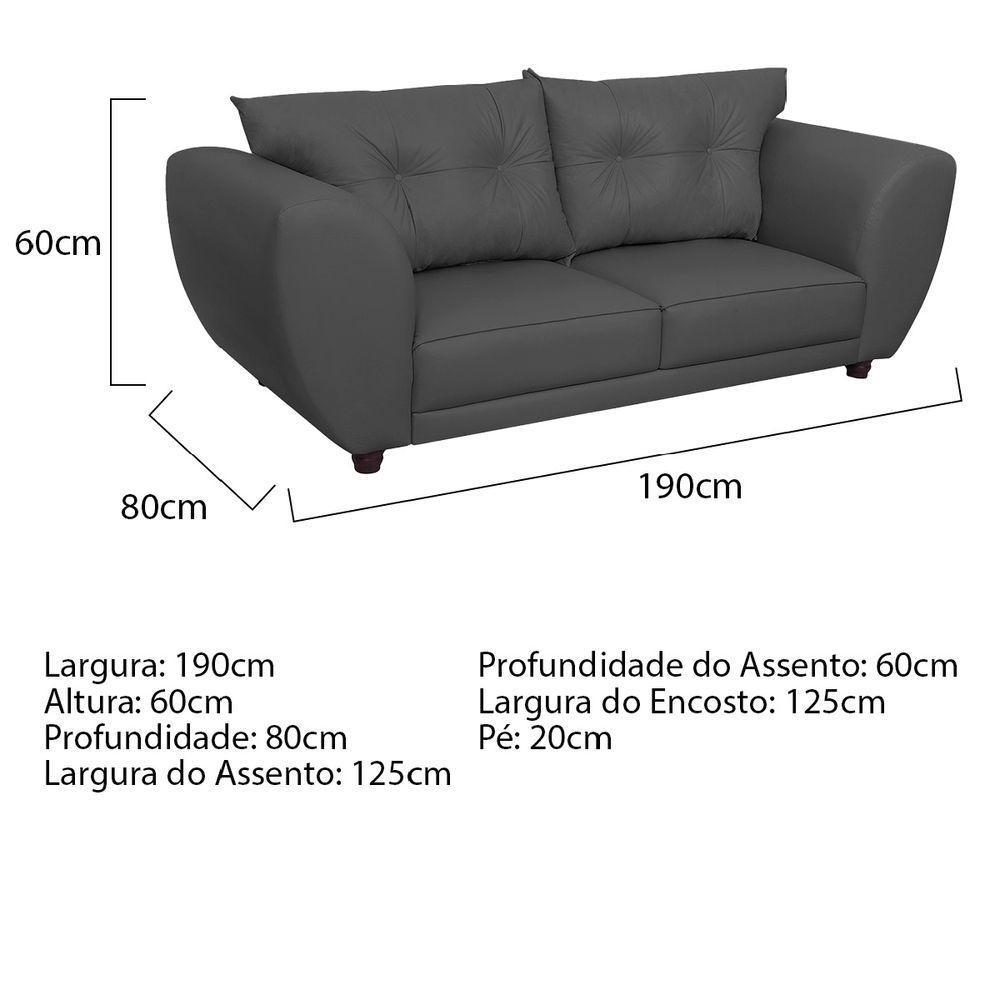 Sofá 2 Lugares Tulipa Linho - Amarena Móveis Cinza Escuro - 5
