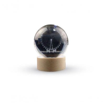 Luminária de Mesa Abajur Globo Roda Gigante Led Usb Esfera de Vidro 3d Transparente Apex