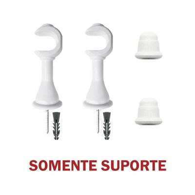 Kit Varão para Cortina Simples 2 e 00m 19mm com Ponteira e Suporte Branco OEM