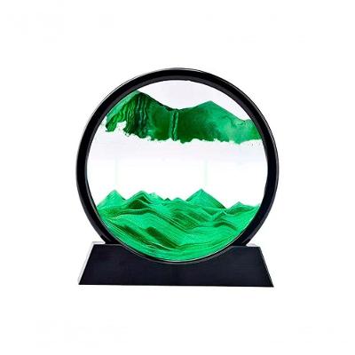 Enfeite Decorativo de Vidro Quadro Redondo Ampulheta de Dunas de Areia com Suporte Interativo 25CM