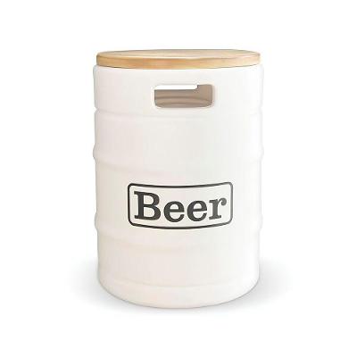 Banco com Luminária Beer Barrel White Tpc com Iluminação Funcional e Design Moderno Branco