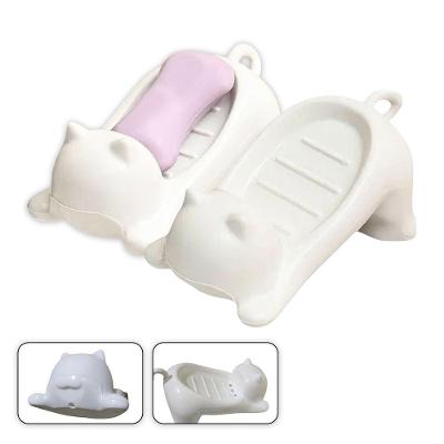 Kit 2 Saboneteiras Gatinho BSL3817 Drenagem Rápida Formato de Gato Branco AB Mídia