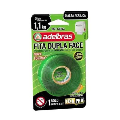 Fita Dupla Face Fixa Pro 200 para Fixação de Espelhos Placas e Acrílicos 24mm X 2m Adelbras