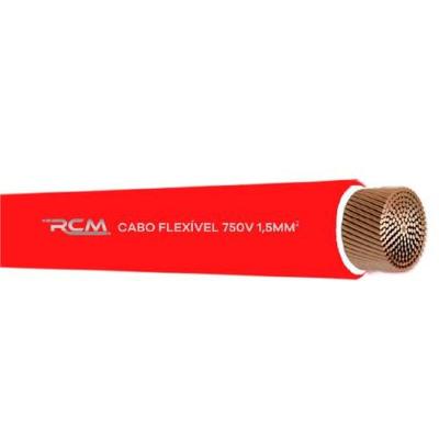 Fio Flexível 1,5mm 750V para Circuitos em Cobre Vermelho RCM Cabos Elétricos