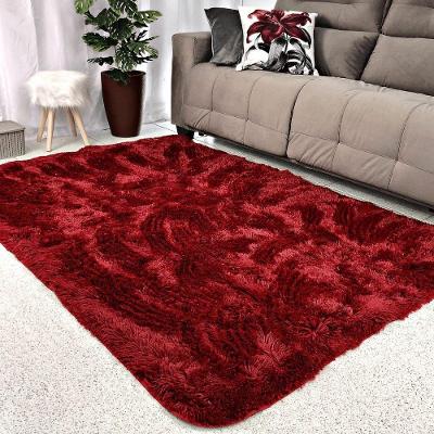Tapete Sala 2 00x1 50 Peludo 4 cm de Altura Shaggy Retangular 150x200cm Bordô OEM