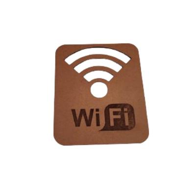 Placa Decorativa Placa Wi-fi M3 Natural [F031] em MDF com Acabamento a Laser Amadeirado Trovarelli