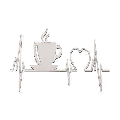 Placa Decorativa Cardiograma Café Mdf Branco [F031] para Cantinho do Café Trovarelli Móveis